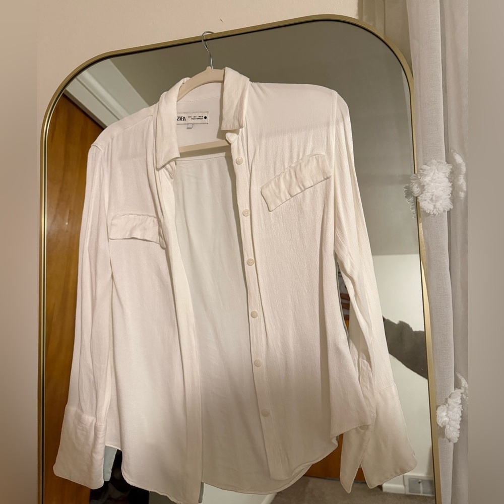 Zara Cream Textured Shirt